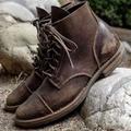 Men's Boots Combat Boots Plus Size Vintage Classic Casual Outdoor Daily Faux Leather Breathable Comfortable Slip Resistant Lace-up Brownish yellow Bark brown Coffee Winter