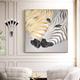 Hand painted silver and gold zebra canvas wall art double zebra ready to hang canvas wall art love art Animal Picture Zebra on canvas Childrens wall art