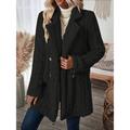 Women's Teddy Coat Fleece Sherpa Jacket Double Breasted Lapel Flannel Winter Coat Fall Windproof Thermal Warm Cream Heated Jacket Outerwear Long Sleeve Fall Black Apricot