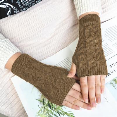 Monochrome Knitted Gloves Short Half Finger Warm Gloves Elastic Fingerless Touch Screen Fall Winter Gloves