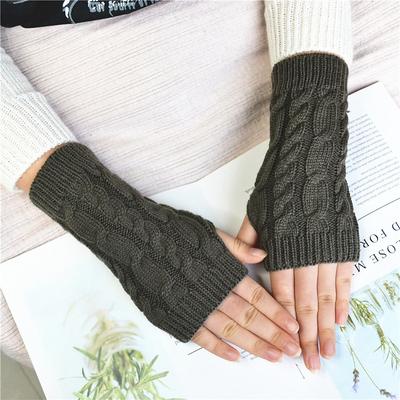 Monochrome Knitted Gloves Short Half Finger Warm Gloves Elastic Fingerless Touch Screen Fall Winter Gloves