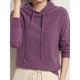 Women's Pullover Sweater Jumper Hooded Ribbed Knit Wool Oversized Fall Winter Regular Outdoor Daily Going out Stylish Casual Soft Long Sleeve Solid Color Black Camel Purple S M L