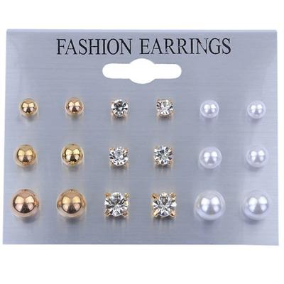 9 Pairs Stud Earrings For Women's Party Evening Prom Date Alloy Classic Fashion