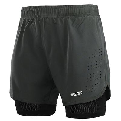 Arsuxeo Men's Running Shorts Gym Shorts Yoga Shorts Drawstring 2 in 1 Split Zipper Pocket Base Layer Outdoor Athletic Summer Spandex Quick Dry Lightweight Reflective Strips Yoga Gym Workout Marathon