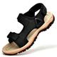 Men's Sandals Sports Sandals Roman Shoes Beach Daily Microfiber Breathable Magic Tape Dark Brown Black Khaki Summer Fall