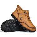 Men's Boots Retro Plus Size Handmade Shoes Fleece lined Walking Casual Outdoor Daily Suede Cowhide Slip Resistant Lace-up Black Yellow Blue Fall Winter