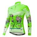 21Grams Women's Cycling Jersey Long Sleeve Bike Jersey Top with 3 Rear Pockets Mountain Bike MTB Road Bike Cycling Breathable Moisture Wicking Front Zipper Soft White Pink Red Floral Botanical Lycra