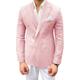 Men's Linen Blazer Jacket Beach Wedding Casual Tailored Fit Solid Colored Double Breasted Six-buttons Black Pink khaki Dark Blue Light Blue 2024