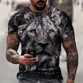 Face Street Mens 3D Shirt Casual Green Summer Cotton Men'S Tee Graphic Animal Lion Crew Neck 3D Print Plus Size Daily Short Sleeve Clothing Apparel Designer Basic Slim Fit