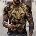 Face Street Mens 3D Shirt Casual Green Summer Cotton Men'S Tee Graphic Animal Lion Crew Neck 3D Print Plus Size Daily Short Sleeve Clothing Apparel Designer Basic Slim Fit