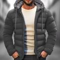 Men's Winter Coat Puffer Jacket Pocket Hooded Office Career Date Casual Daily Warm Winter Color Block Black Red Navy Blue Blue Puffer Jacket