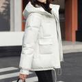 Women's Parka Puffer Jacket Crooped Winter Coat Zip up Hooded Coat Thermal Warm Heated Coat Fall Outerwear with Pockets Warm Classic Long Sleeve Black White