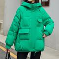 Women's Parka Puffer Jacket Crooped Winter Coat Zip up Hooded Coat Thermal Warm Heated Coat Fall Outerwear with Pockets Warm Classic Long Sleeve Black White