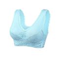 Women's Oversized Lace Sports Bras Cross Front Side Buckle Wire Free Bra Yoga Workout Activewear