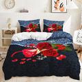 2Pcs/3Pcs Rose Flower Vintage Valentine'S Day Wedding Collection Two Piece Quilt Set Three Piece Set Includes One Quilt Cover 1 Or 2 Pillow Covers Bedding Set