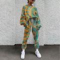 Women's Sweatshirt Tracksuit Pants Sets Floral Color Block 3D Print Casual Going out Yellow Wine Red Drawstring Print Long Sleeve Streetwear Cinched Crew Neck Regular Fit Fall Winter