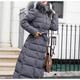 Women's Winter Coat Long Puffer Jacket Belted Hooded Parka Thermal Warm Heated Jacket with Poackets Fall Long Coat Windproof Rust Red caramel