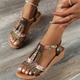 Women's Sandals Boho Bohemia Beach Wedge Sandals Party Daily Beach Color Block Summer Sparkling Glitter Wedge Heel Elegant Casual Sweet PU Leather Polyester Elastic Band Silver Dark Brown Black