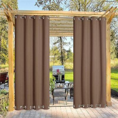 Waterproof Outdoor Curtain Privacy, Sliding Patio Curtain Farmhouse Drapes, Pergola Curtains Grommet For Gazebo, Balcony, Porch, Party, Hotel, 1 Panel