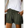 Women's Shorts Drawstring Pocket Plain Daily Regular Summer Green Black Pink Orange Red