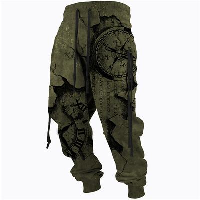 Men's Sweatpants Joggers Trousers Drawstring Side Pockets Elastic Waist Graphic Prints Comfort Breathable Sports Outdoor Casual Daily Cotton Blend Terry Streetwear Designer ArmyGreen Blue