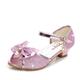Girls' Blue Glitter Princess Shoes with Bow and Pearl Charm – Sparkly Low Heel Sandals for Parties, Weddings, and Dress-Up