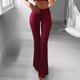 Women's Casual / Sporty Athleisure Flare Chinos Bell Bottom Wide Leg Full Length Dress Pants Weekend Yoga Stretchy Plain Comfort Mid Waist Slim White Black Blue Wine Coffee S M L XL