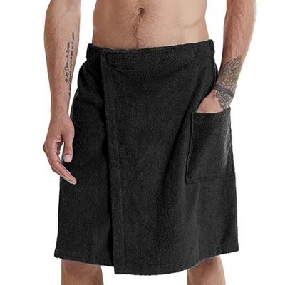 Mens Coral Fleece Bath Towel Wrap Towelling Bath Robes Bath Skirt with Pocket for Bath Fitness Travel Beach Swimming Surfing