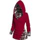 Women's Hoodie Sweatshirt Pullover Textured Plaid Casual Sports Print Button Black White Red Active Sportswear Hoodie Long Sleeve Top Micro-elastic Fall Winter