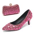 Women's Wedding Shoes Pumps Bling Bling Shoes Dress Shoes Glitter Crystal Sequined Jeweled Wedding Party Polka Dot Solid Colored Wedding Heels Bridal Shoes Bridesmaid Shoes Rhinestone Crystal