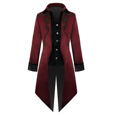 Retro Vintage Punk Gothic Medieval Coat Tailcoat Prince Nobleman Men's Jacquard Masquerade Party Adults Coat