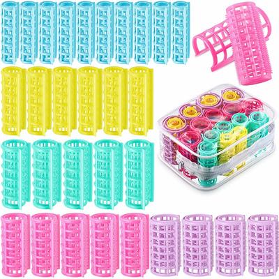 20 Pieces/set Plastic Hair Rollers Curlers Snap on Rollers Self Grip Rollers Hairdressing Curlers No Heat Hair Curlers for DIY Hairdressing Hair Salon Hair Barber 5 Sizes