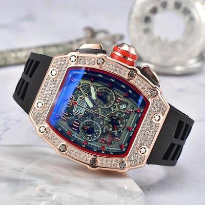 Men Quartz Watch Luxury Large Dial Fashion Business Calendar Waterproof Decoration Silicone Strap Watch