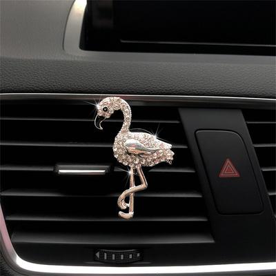 Car Air Freshener Alloy Diamond Air Outlet Flamingo Aroma Diffuser Car Interior Perfume Clip High End Auto Inter Accessories