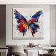 Blue Butterfly Oil Painting on Canvas Large hand painted Abstract Butterflies Canvas painting Wall Art Modern Textured Animal Painting for Living Room wall decoration