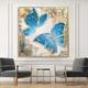Blue Butterfly Oil Painting on Canvas Large hand painted Abstract Butterflies Canvas painting Wall Art Modern Textured Animal Painting for Living Room wall decoration