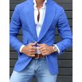 Men's Cocktail Attire Blazer Ceremony Wedding Party Business Attire Fashion Casual Spring Fall Polyester Plain Pocket Casual / Daily Single Breasted Blazer Light Pink Yellow Pink Royal Blue