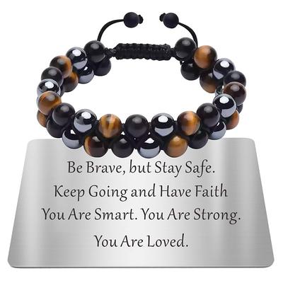 Natural Tiger Eye Agate Bracelet Men's Woven Adjustable Black Magnet Yoga Beaded Bracelet