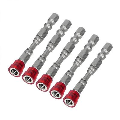 5PCS 65mm Anti-Slip Electric Magnetic Nut Driver Set 1/4 Inch Hex Shank S2 PH2 Magnetic Phillips Cross Screw Screwdriver Bits Set Electric Power Driver Bit Set Gift for Machinist