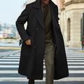 Men's Winter Coat Overcoat Long Trench Coat Outdoor Daily Wear Fall Winter Polyester Outerwear Clothing Apparel Fashion Streetwear Plain Lapel Double Breasted