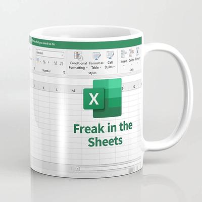 Excel Coffee Mug, Funny Gifts for Women Men Freak In The Sheets Mug Gifts for Boss CPA Friend Coworkers Accountant White Ceramic Office Mug 11.8 oz