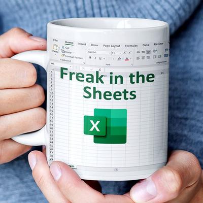 Excel Coffee Mug, Funny Gifts for Women Men Freak In The Sheets Mug Gifts for Boss CPA Friend Coworkers Accountant White Ceramic Office Mug 11.8 oz