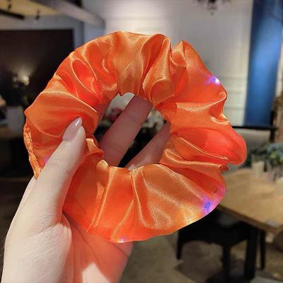 LED Luminous Scrunchies Ponytail Headwear Elastic Hair Tie Solid Color Carnival Party Hair Accessories