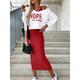 Women's Two Piece Dress Set New Year's Eve Dress Casual Dress Skirt Set Daily Going out Streetwear Modern Print Midi Dress V Neck Long Sleeve Letter Loose Fit Black Red Green