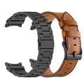 Watch Band for Samsung Galaxy Watch 6/5/4 40/44mm Watch 5 Pro 45mm Watch 4 Classic 42/46mm Watch 6 Classic 43/47mm Stainless Steel Genuine Leather Replacement Strap Metal Clasp Link Bracelet