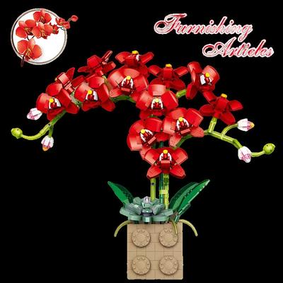 Women's Day Gifts Valentine's Day Gift Compatible With Le-go Rose Building Block Flower Ornaments G5010 Building Block Butterfly Orchid Bonsai Bouquet Mother's Day Gifts for MoM