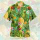 Men's Shirt Summer Hawaiian Shirt Graphic Shirt Aloha Shirt Floral Pineapple Frog Turndown Olive Green Red green Pink Red Blue 3D Print Outdoor Street Short Sleeve Button-Down Clothing Apparel