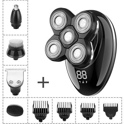 Electric Shavers Mens Electric Shaving Razors Bald Head Shaver ,Rechargeable Cordless Wet Dry Rotary Shaver Grooming Kit with Clippers Nose Hair Trimmer Facial Cleansing Brush