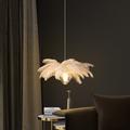 LED Pendant Light Chandelier 35cm 1-Light White Ostrich Feather Bouquet Pendant Light Romantic Mounted Lighting Fixture for Restaurant Bedroom