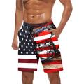 Men's Board Shorts Swim Shorts Swim Trunks Drawstring with Mesh lining Elastic Waist Graphic Prints National Flag Quick Dry Short Casual Daily Holiday Hawaiian Boho Black / Red Black Micro-elastic